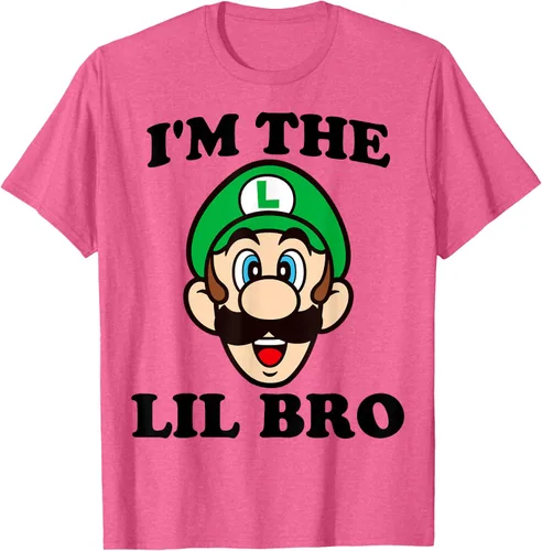Vista 24 de Super Mario Camiseta de retrato Luigi I'm The Lil Bro, Blanco