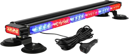 Vista 8 de ASPL - Barra de luz estroboscópica de 75 cm, 54 LED, doble cara, intermitente, de alta intensidad, luz estroboscópica con base magnética para Ámbar
