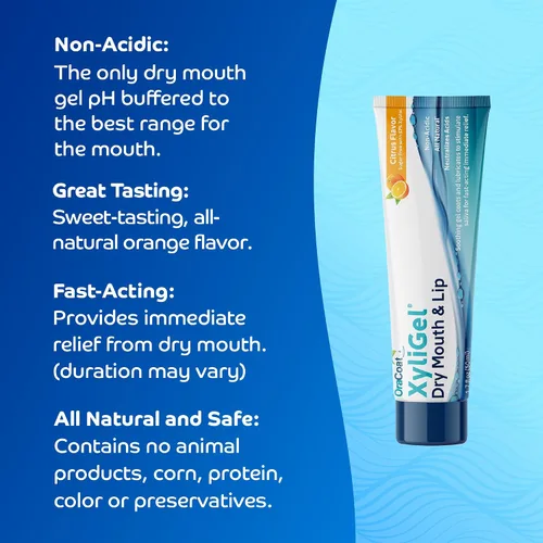 Vista 4 de OraCoat XyliGel, Gel de boca seca, gel oral cítrico calmante con xilitol, hidratante labial para labios muy secos, hidratación labial, alivio sin
