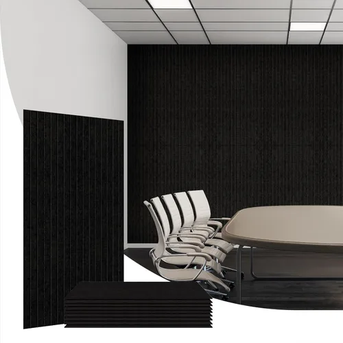 Vista 9 de Olanglab Paquete de 10 paneles acústicos de pared, 48 x 24 pulgadas por cada panel acústico, absorbentes de sonido, paneles de sonido decorativos