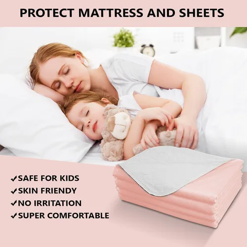 Vista 4 de Almohadilla de cama reutilizable, impermeable y lavable, protector de colchón absorbente, almohadillas de cama para incontinencia, almohadillas
