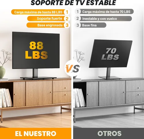 Vista 2 de Base universal para TV de mesa con soporte giratorio para pantallas planas de plasma LED LCD de plasma de 27, 32, 37, 40, 43, 46, 50, 55, 60