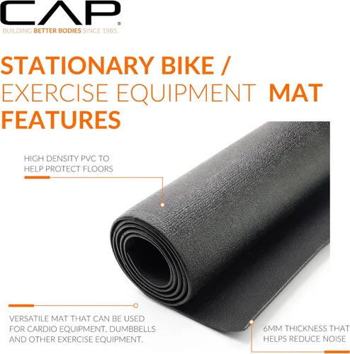 Vista 3 de Cap Exercise Equipment Mat for Treadmill, Fitness Equipment Mat, Home Gym Floor Protection, Black, Pebble Design Multiple Sizes