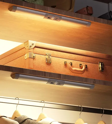 Vista 7 de Joyzy Luces de armario automáticas con sensor de movimiento y diseño de protección ocular, iluminación de armario LED recargable con batería, luz