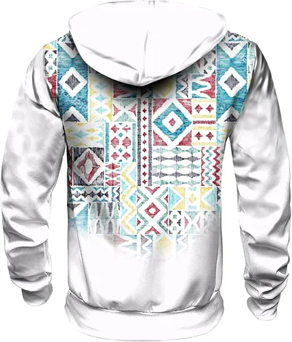 Vista 4 de Sudaderas con capucha para hombre, diseño de retazos a cuadros, casual, manga larga, con cordón de bolsillo
