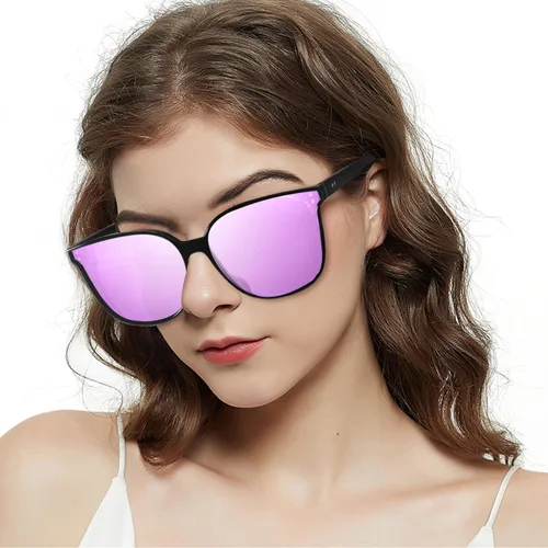 Vista 2 de LVIOE Lentes de sol polarizados de gran tamaño para mujer, a la moda, con protección UV, sombra LS1627