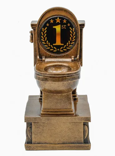 Vista 7 de Decade Awards Trofeo de pedestal dorado para inodoro con insertos opcionales, 7 pulgadas de alto, placa grabada bajo petición 1er lugar