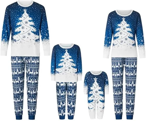 Vista 2 de Pijamas familiares de Navidad a juego para mujereshombresniñosbebés, pijamas de Navidad para fiestas de Navidad