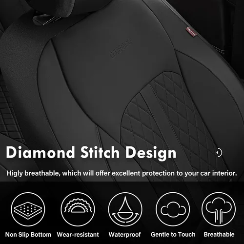 Vista 4 de Coverado Fundas universales de cuero para asientos delanteros, paquete de 2 fundas de asiento para SUV, camioneta, sedán, interior de vehículos