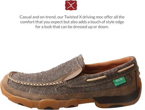 Vista 3 de Twisted X Zapatos de conducción con estampado de avestruz para hombre, Beige Bronceado