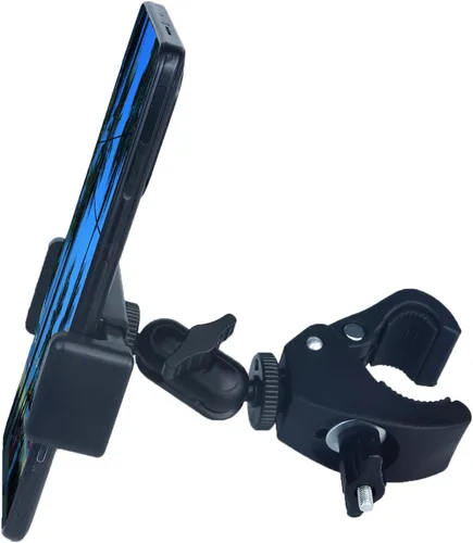 Vista 2 de Phone Holder with Clamp for Golf Cart Universal Phone Mount Holder for Bicycle, Wheelchair, Stroller Mic Stand Phone Holder