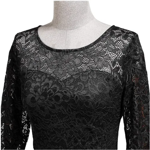 Vista 7 de Miusol Vestido largo formal de noche de sirena con encaje floral elegante y manga 23 para mujer