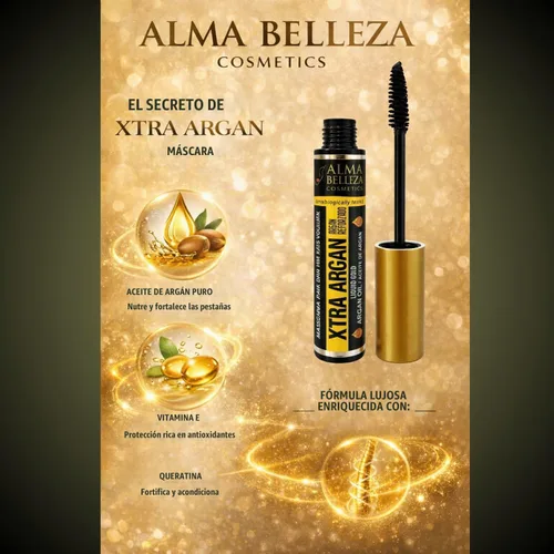 Vista 5 de 2 pestañas de rímel negras Alma Belleza XTRA ARGAN OIL, más volumen e impermeables