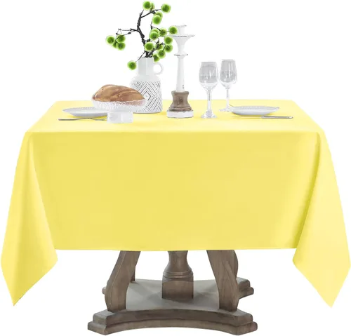 Vista 42 de Mantel Cuadrado 52 x 52 Pulgadas Manteles Negros Resistente a Manchas y Arrugas Lavable de Poliéster para Fiestas, Buffets y Bodas Mantel