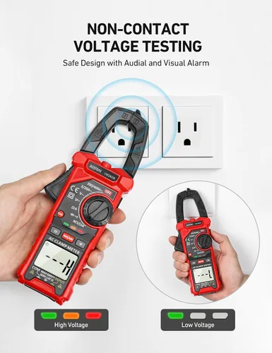 Vista 3 de AstroAI Multímetro de Pinza Digital 2000 Cuentas Probador de Voltaje y Amperaje con Rango Automático con Voltaje CA/CC, Corriente CA, Resistencia