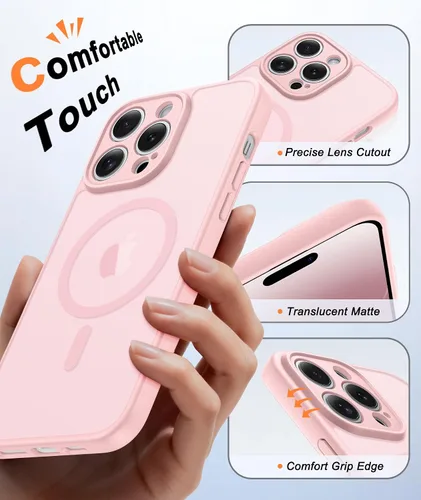 Vista 329 de FNTCASE Funda para iPhone 17 Pro: Fundas delgadas translúcidas de color azul claro compatibles con MagSafe, protección completa de la cámara