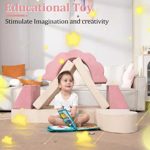 Vista 6 de LOAOL Sofá de Juego para Niños 10 Piezas, Sofá de Juego Modular para Niños, Sofá de Espuma Multifuncional para Niños Pequeños, Sofá de Juego