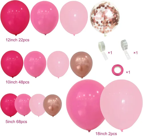 Vista 3 de PERPAOL 142 globos de color verde salvia y marrón y 143 globos rosa para bodas, fiestas, temática de princesa, cumpleaños, despedida de soltera