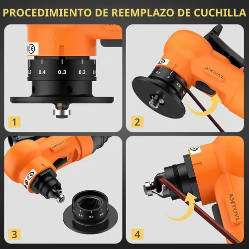 Vista 7 de AMTOVL Herramienta neumática de biselado - Mini herramienta de biselado de aire con 10 cuchillas de ángulo C y 10 cuchillas de ángulo R, herramienta