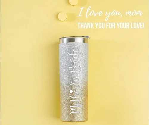 Vista 7 de Onebttl Regalos para madre de la novia, vaso delgado de acero inoxidable de 20 onzas con tapa y popote en fiesta de boda para novias, madres