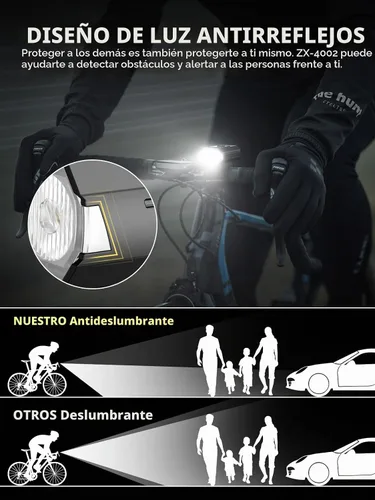 Vista 4 de Smiling Shark Luces de bicicleta, luz LED con clip frontal para bicicleta y luz trasera roja gratis, IPX6, impermeable, recargable por USB, potente