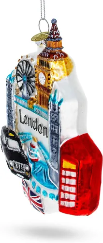 Vista 3 de London Attractions, Reino Unido Adorno de Navidad de cristal