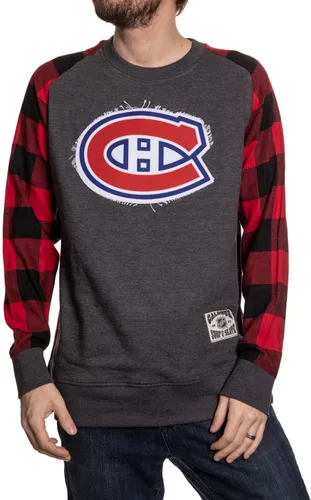 Vista 5 de Calhoun NHL Surf & Skate Buffalo Plaid Raglan con parche cosido deshilachado para hombre
