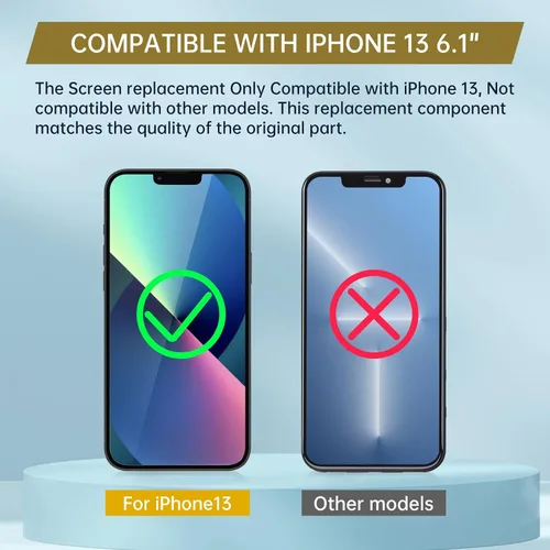 Vista 3 de Pantalla de repuesto para iPhone 13 con auricular de 6.1 pulgadas, kit de pantalla LCD 3D Touch Display Digitizer with Ear Speaker Ambient Light