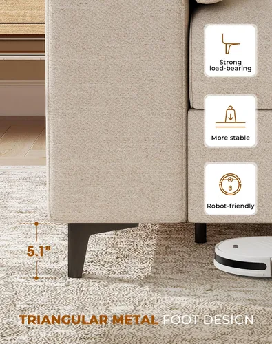 Vista 7 de Upvilla Sofás modernos de 88.97 pulgadas para sala de estar, sofá de asiento profundo con cojín de 8 pulgadas, cómodo sofá biplaza de felpilla de 2