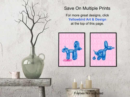 Vista 6 de Bonito Juego de Baño Rosa Azul 11x14 - Arte de Pared de Baño Funky Indie Moderno Preppy Divertido Decoraciones - Decoración de Baño Pequeño Estética