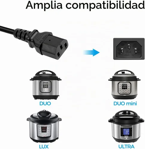 Vista 2 de Cable de alimentación compatible con olla a presión eléctrica Instant Pot, arrocera, Power Quick Pot, microondas, máquina de leche de soja y más
