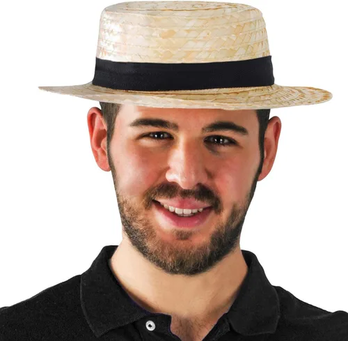 Vista 4 de Tigerdoe Sombrero Skimmer – Sombrero Amish, navegante, sombrero de paja, marinero, rugientes años 20 – Accesorios de vestuario Bronceado, Beige
