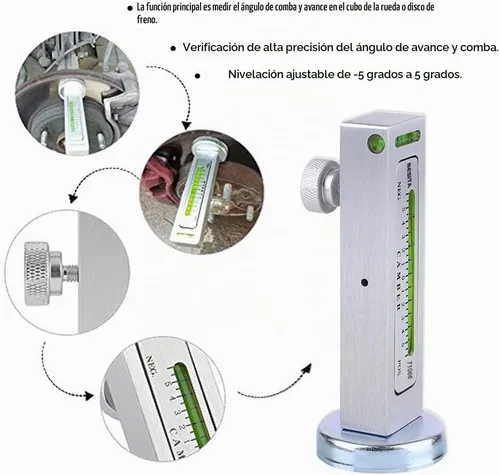Vista 3 de Herramienta de calibre magnético ajustable, herramienta de alineación de camber, herramienta de alineación de rueda de puntal para reparación