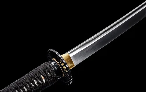 Vista 8 de Hecho a mano 40 ''negro Katana 1095 acero cuero Saya japonés samurai espada