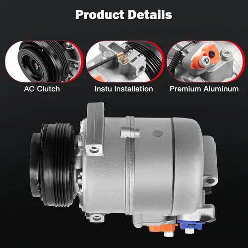 Vista 3 de CCIYU Compresor de A/C con embrague Compresor de aire acondicionado para automóvil 2003 2004 2005-2006 para BMW X5 3.0L Compresor de aire