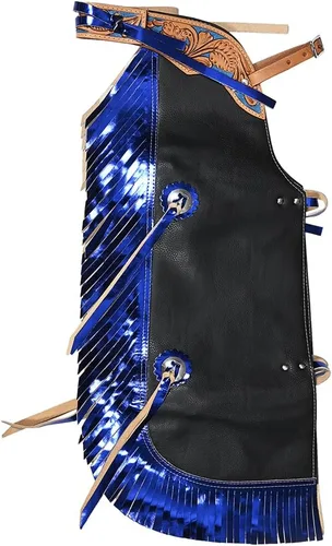 Vista 20 de HILASON Pro Rodeo Bull Riding Chaps de piel sintética juvenil verde oliva base verde oliva Chaps de montar toros Western Chaps cuero Western