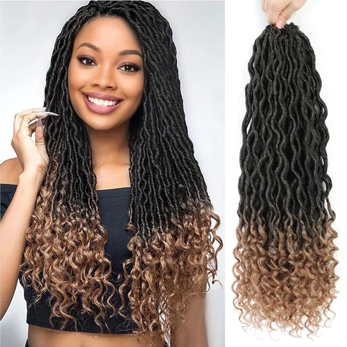 Vista 17 de Cabello Corto de Locs Falsos para Crochet Pre-Enrollado 12 Pulgadas 6 Paquetes Cabello de Locs de Diosa para Crochet Locs Falsos Suaves con Puntas