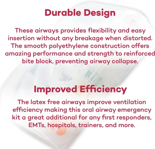 Vista 4 de Dealmed Guedel Airway Kit – Kit desechable para vías respiratorias orales, 8 piezas, ideal para kit de suministros de EMT, kit de primeros auxilios