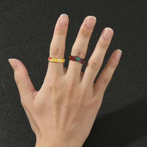 Vista 3 de ZHUOXING Demon Slayer Ring - Tanjirou Cosplay Anime Adjustable Open Rings kimetsu no yaiba manga Jewelry For Women Girl