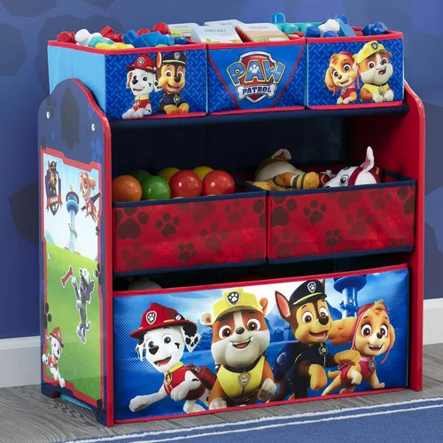 Vista 3 de Delta Children Organizador de juguetes para diseño y almacenamiento de 6 compartimientos, certificado Greenguard Gold, Nick Jr. PAW Patrol & Design