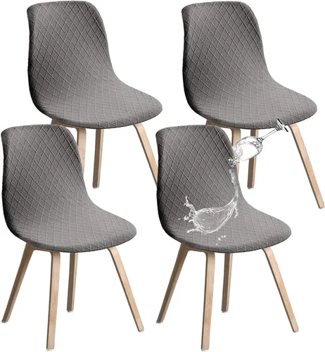 Vista 18 de Juego de 2 fundas de jacquard para silla, elásticas, impermeables, escandinavas, para sillas de comedor, lavables, modernas, fundas de asiento