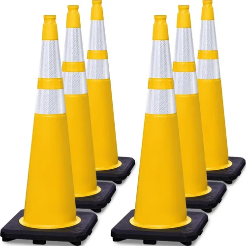 Vista 12 de Paquete de 6 conos de tráfico de PVC verdes de 12 pulgadas con base resistente, conos de seguridad de alta visibilidad para todo tipo de clima