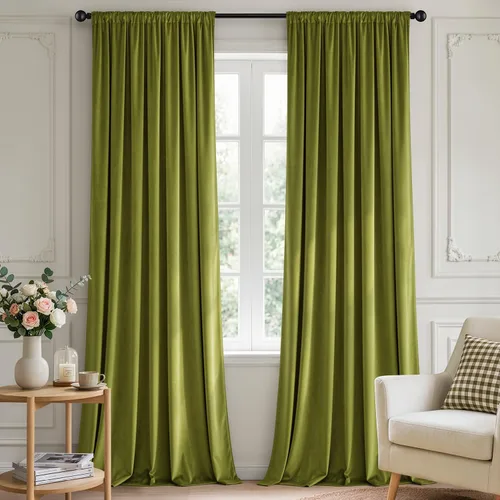 Vista 17 de MIULEE - Juego de 2 paneles de cortinas negro opacas y térmicas de terciopelo para la sala de estar y dormitorio, con bolsillo para cortinero, de 63