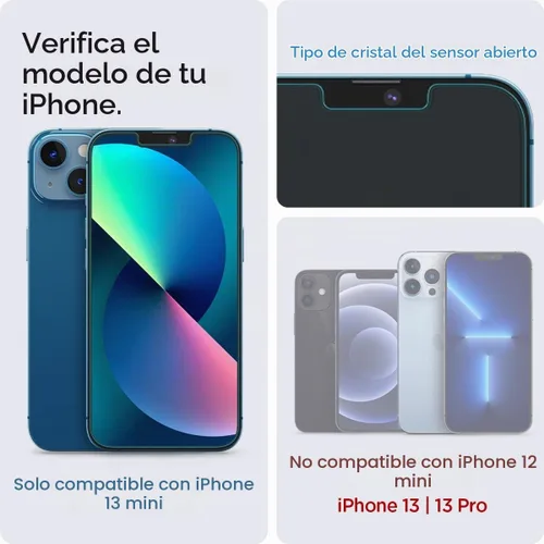 Vista 2 de Spigen Protector de pantalla de vidrio templado [GlasTR EZ FIT] diseñado para iPhone 13 Mini [compatible con fundas], paquete de 2 Tempered glass