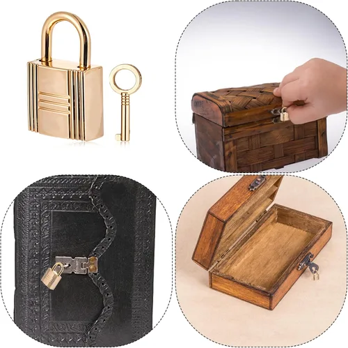 Vista 7 de Cerraduras pequeñas decorativas de aleación de metal para monedero, 4 unidades, con llave, cerraduras pequeñas de aleación de metal para diario
