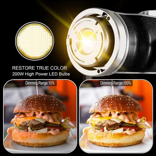 Vista 2 de GVM - Luz de video LED de 200 W con caja de luz, SD200D Kit de iluminación de estudio de fotografía con control Bluetooth/DMX, 93000lux@1.6 ft