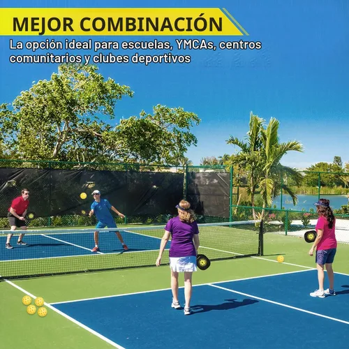 Vista 6 de Amicoson Paletas de pickleball - Juego de 4 paletas de madera, bolas para interiores y exteriores, agarre ergonómico, 8 bolas y 1 bolsa de transporte