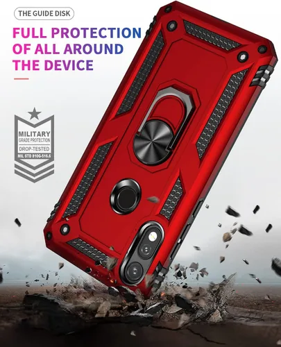 Vista 4 de Funda compatible con Moto E 2020, con protector de pantalla HD, [grado militar], soporte para automóvil, soporte híbrido de policarbonato duro, TPU