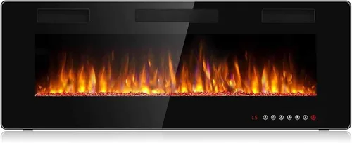 Vista 12 de BOSSIN Chimenea lineal ultrafina y silenciosa de 30 pulgadas, chimenea eléctrica empotrada y chimenea montada en la pared y en la pared
