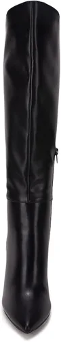Vista 7 de Botas altas hasta la rodilla para mujer, con puntera puntiaguda, pantorrilla ancha, bloque grueso, cremallera lateral, botas Go-go